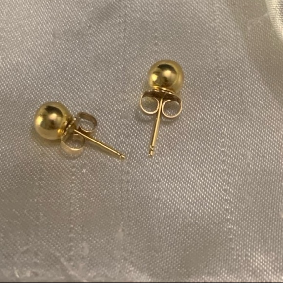 VINTAGE 1990’s 14K 14KT Solid Yellow Gold Mini Round Stud Earrings 0.65 GRAMS - Picture 6 of 12
